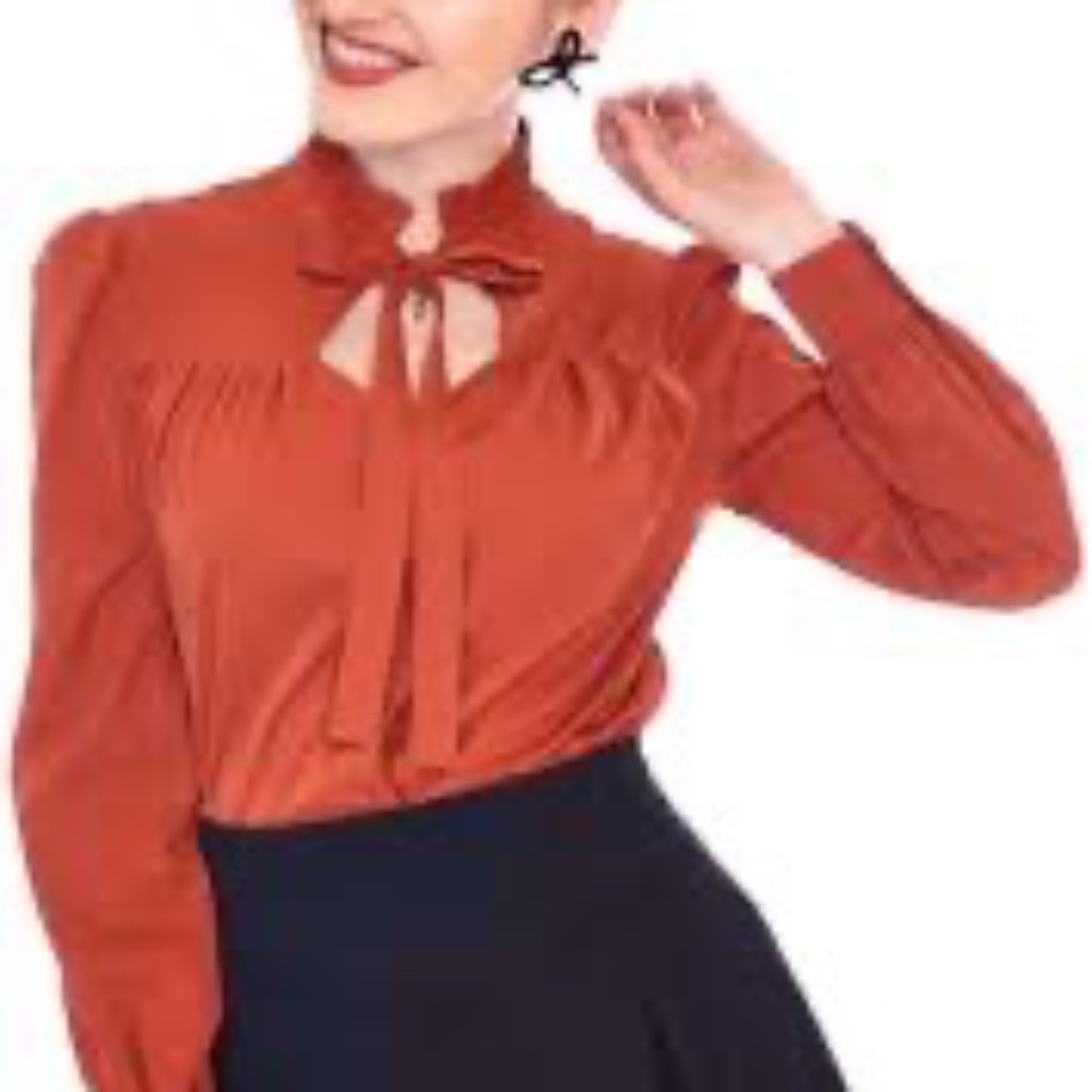 Voodoo Vixen NWT Vintage Ruffle Orange Oberteil Blouse Sz XXL